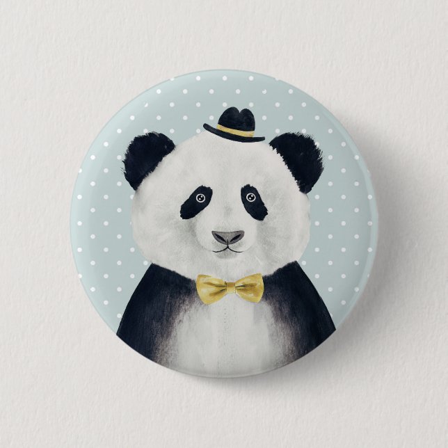 Badge Rond 5 Cm Ours panda d'aquarelle (Devant)