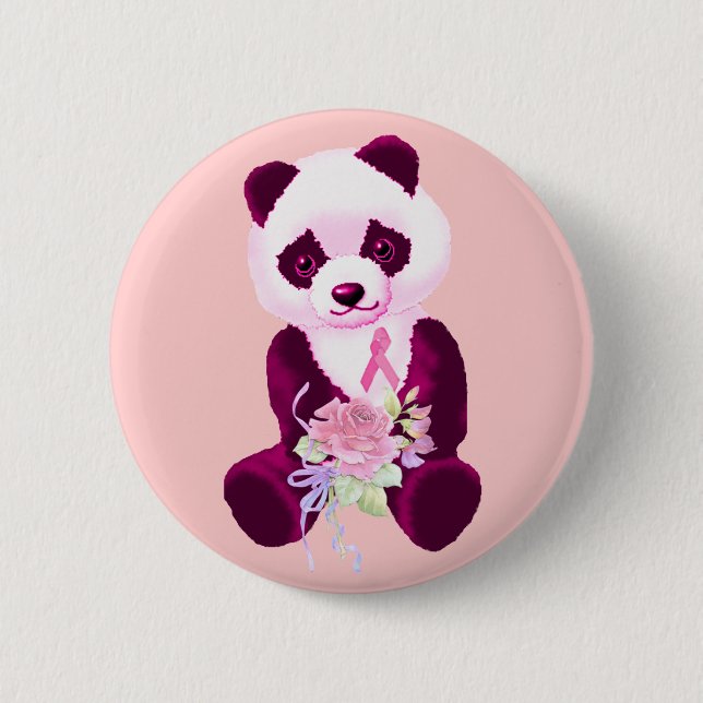Badge Rond 5 Cm Ours panda de cancer du sein (Devant)