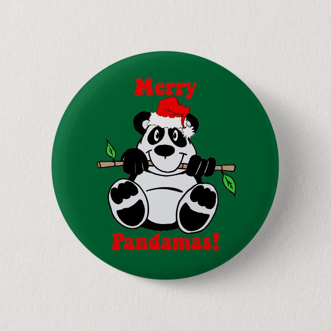 Badge Rond 5 Cm Ours panda drôle de Noël (Devant)