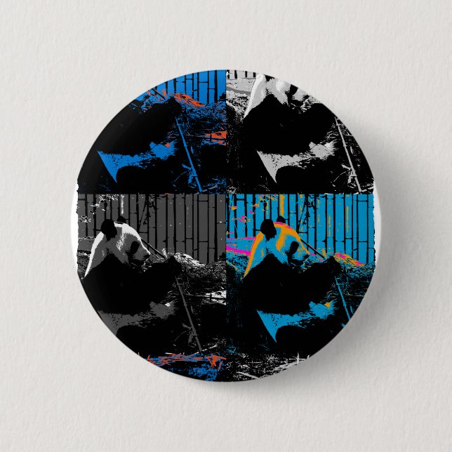 Badge Rond 5 Cm Ours Panda Multi-panneaux Design d'Art Moderne (Devant)