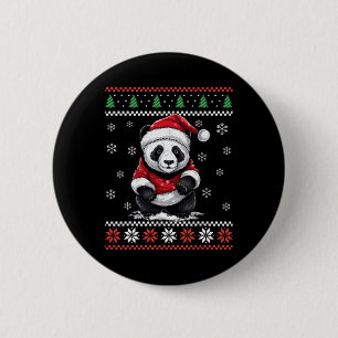 Badge Rond 5 Cm Ours Panda Noël Moche Xmas Pour Adultes Enfants