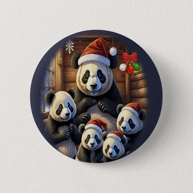 Badge Rond 5 Cm Ours Pandas (Devant)