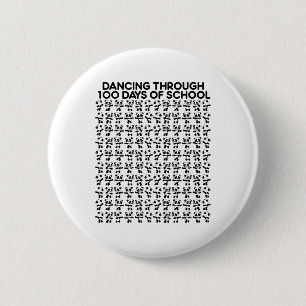 Badge Rond 5 Cm Ours Pandas Dansant Pendant les 100 Jours d'École