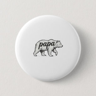Badge Rond 5 Cm Ours Papa Gravure Vintage Dessin Vectoriel_1