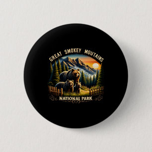 Badge Rond 5 Cm Ours Parc national des Great Smokey Mountains Noir