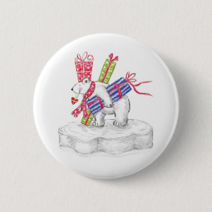 Badge Rond 5 Cm Ours polaire en caricature mignonne avec cadeaux d