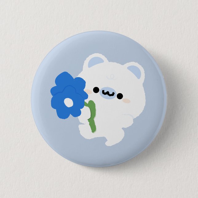 Badge Rond 5 Cm Ours polaire romantique (Devant)
