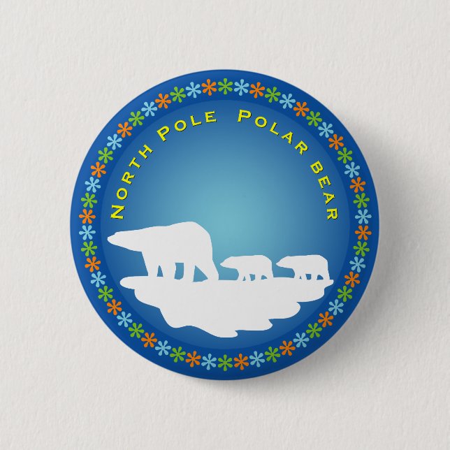 Badge Rond 5 Cm Ours polaire sur glace (Devant)