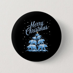 Badge Rond 5 Cm Ours polaire Xmas Arbre Ours Noël Arbre de Noël Jo