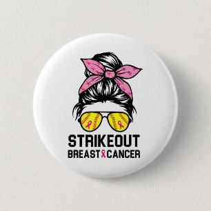 Badge Rond 5 Cm Out Cancer du sein Sensibilisation softball Maman 