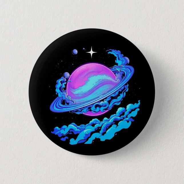 Badge Rond 5 Cm Out Of This World : Space Planet Buttons & Accesse (Devant)