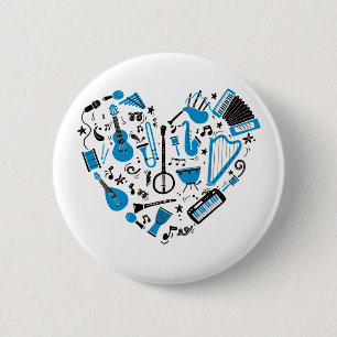 Badge Rond 5 Cm Outil de coeur Musicien