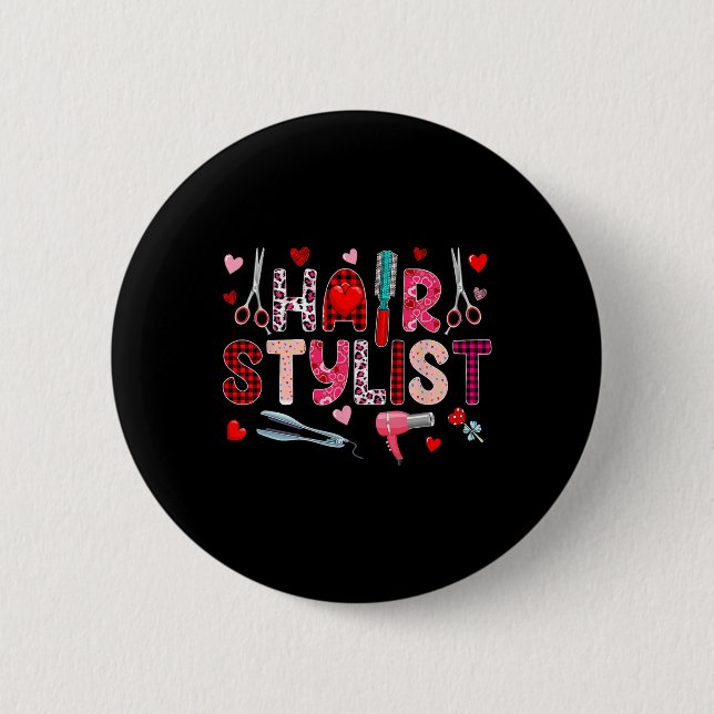 Badge Rond 5 Cm Outils de coiffeur Saint-Valentin léopard mignon l (Devant)