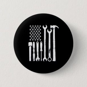 Badge Rond 5 Cm Outils de mécanicien Drapeau américain Artwork Usa
