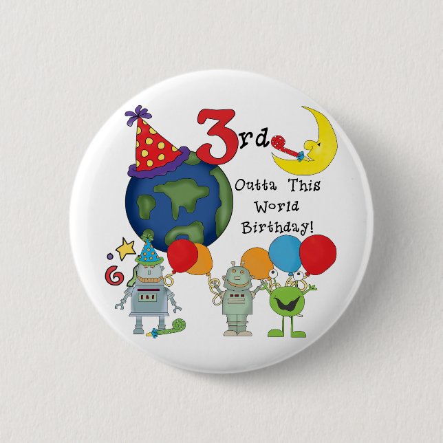 Badge Rond 5 Cm Outta This World 3rd Birthday T-shirts et cadeaux (Devant)