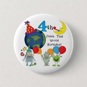 Badge Rond 5 Cm Outta This World 4th Birthday Tshirts et cadeaux