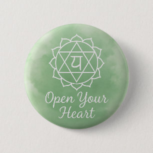 Badge Rond 5 Cm Ouvrez Votre Cœur Anahata Chakra du Cœur Spirituel