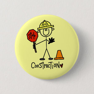 Badge Rond 5 Cm Ouvrier de construction bonhomme allumette