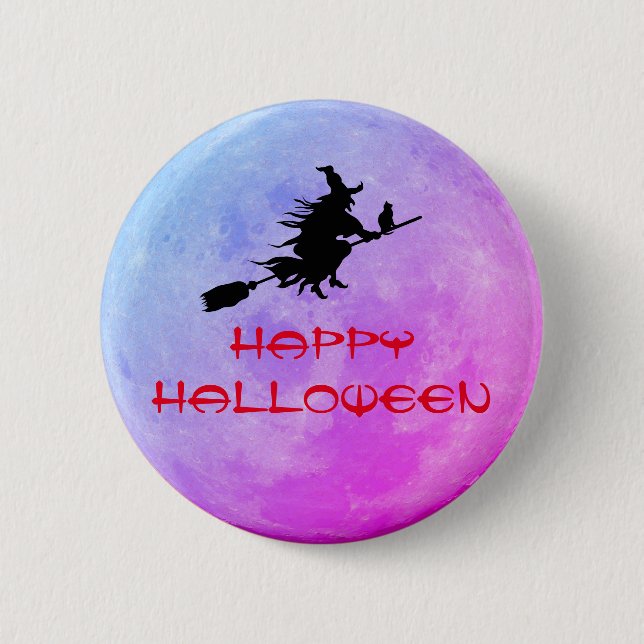 Badge Rond 5 Cm Over the  Moon Witch Pin Button (Devant)