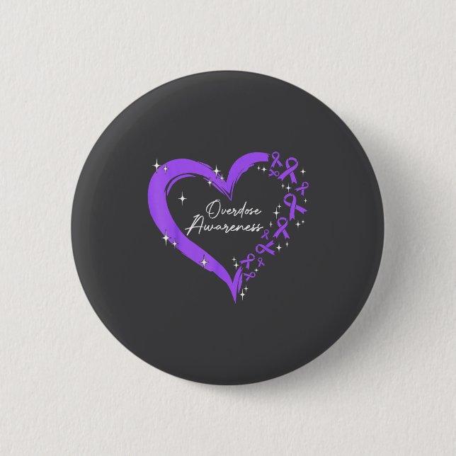 Badge Rond 5 Cm Overdose Awareness Purple Ribbon Drug Addiction He (Devant)