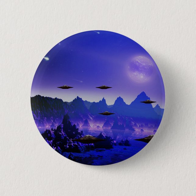 Badge Rond 5 Cm OVNIs galaxies (Devant)