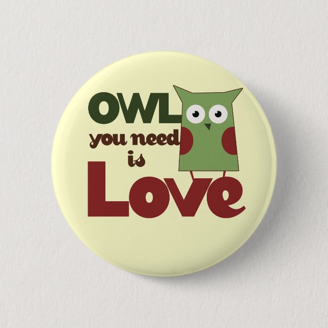 Badge Rond 5 Cm Owl Love (Devant)