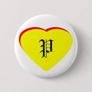 Badge Rond 5 Cm "P" Coeur Jaune Rouge Faire-part de mariage Le MUS