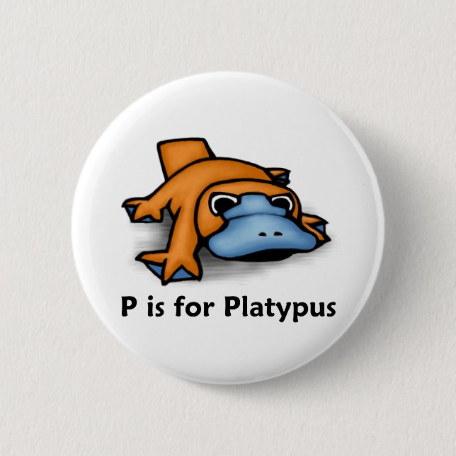Badge Rond 5 Cm P est pour l'ornithorynque (Devant)