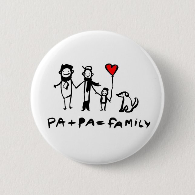 Badge Rond 5 Cm Pa + Pa = Famille (Devant)