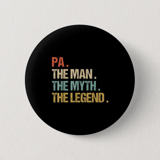 Badge Rond 5 Cm Pa The Man Myth Legend Shirt Funny Father Dad Chri (Devant)