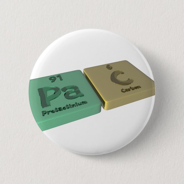 Badge Rond 5 Cm Pac comme Protactinium de PA et carbone de C (Devant)