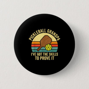Badge Rond 5 Cm Paddle de pickleball grand-père vintage coucher de