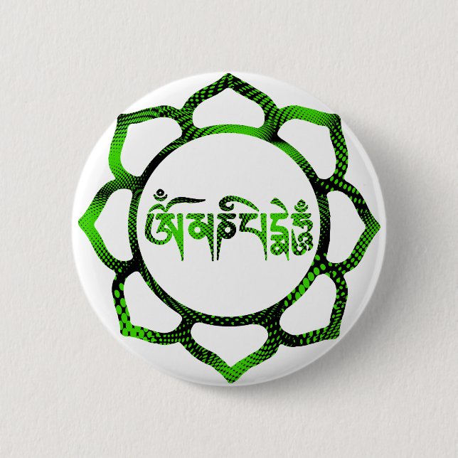Badge Rond 5 Cm padme hum-2 de l'OM mani (Devant)