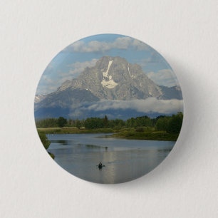 Badge Rond 5 Cm Pagaie dans le parc national de Grand Teton