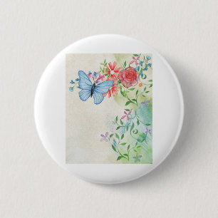 Badge Rond 5 Cm Page Arrière - plan d'aquarelle vintage du bloc-no