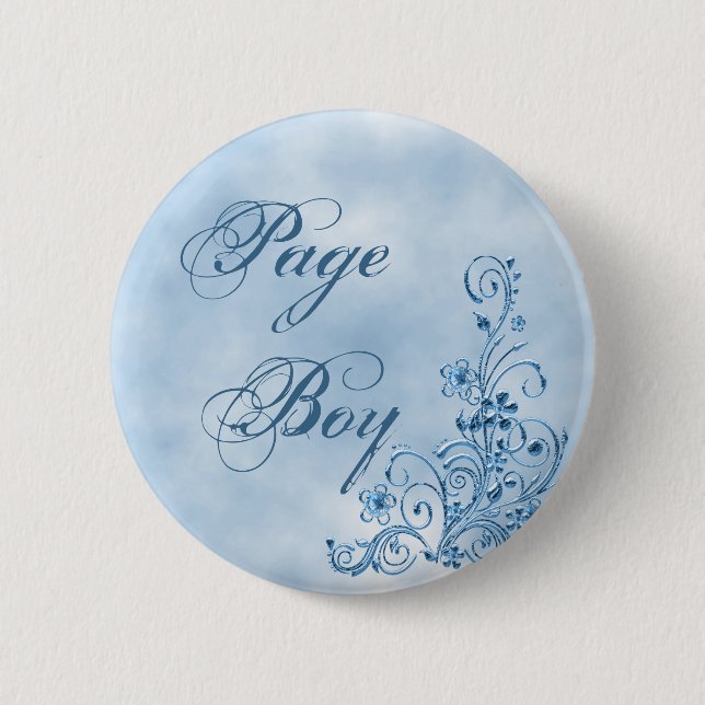 Badge Rond 5 Cm Page Boy Round Button : Sky Blue Elegance (Devant)