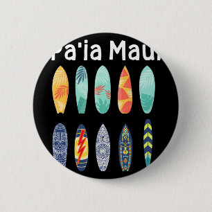 Badge Rond 5 Cm Pa'ia Maui Surfant Planche à Surf Surfeur S