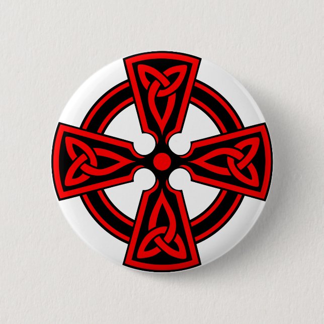 Badge Rond 5 Cm païen saxon rouge de wicca de Viking de croix (Devant)