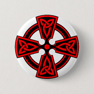 Badge Rond 5 Cm païen saxon rouge de wicca de Viking de croix