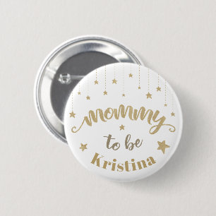 Badge Rond 5 Cm Pailleté scintillant petite étoile Baby Shower Mam