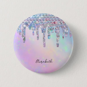 Badge Rond 5 Cm Paillettes arc-en-ciel tendance en holographique