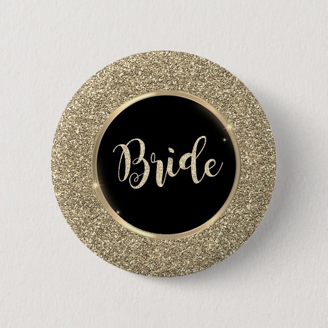 Badge Rond 5 Cm Paillettes dorées chic élégantes (Devant)