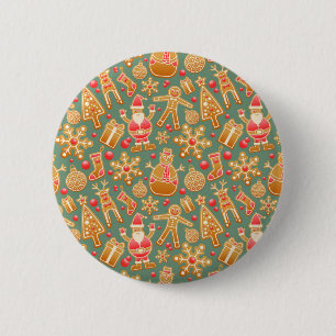 Badge Rond 5 Cm pain d'épices de Noël père Noël