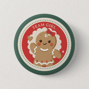 Badge Rond 5 Cm Pain d'épices Noël Genre révéler Team girl