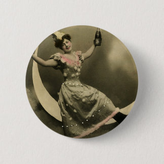 Badge Rond 5 Cm Pain grillé de Champagne sur un croissant de lune