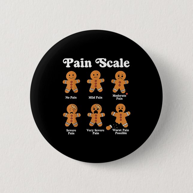 Badge Rond 5 Cm Pain Scale Funny Gingerbread Christmas Nurse Pain  (Devant)