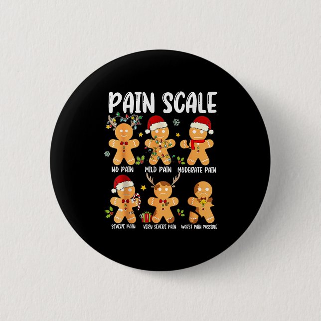 Badge Rond 5 Cm Pain Scale Gingerbread Trauma Nurse Christmas Nurs (Devant)