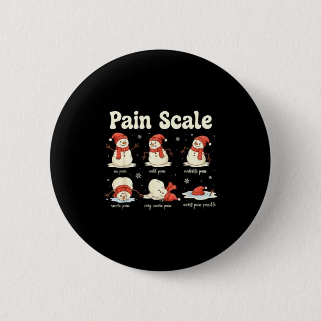 Badge Rond 5 Cm Pain Scale Snowman Funny Nurse Christmas Icu Nurse (Devant)