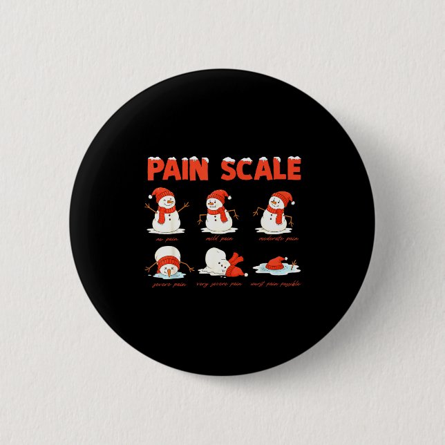 Badge Rond 5 Cm Pain Scale Snowman Funny Nurse Christmas Icu Nurse (Devant)