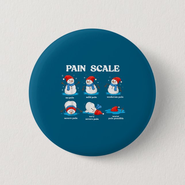 Badge Rond 5 Cm Pain Scale Snowman Funny Nurse Christmas Men Women (Devant)